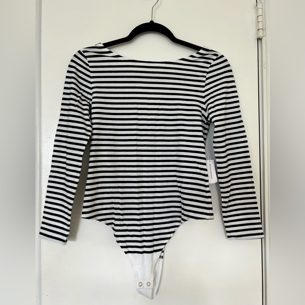 NWT Banana Republic Stripped Long Sleeve Bodysuit Size S
